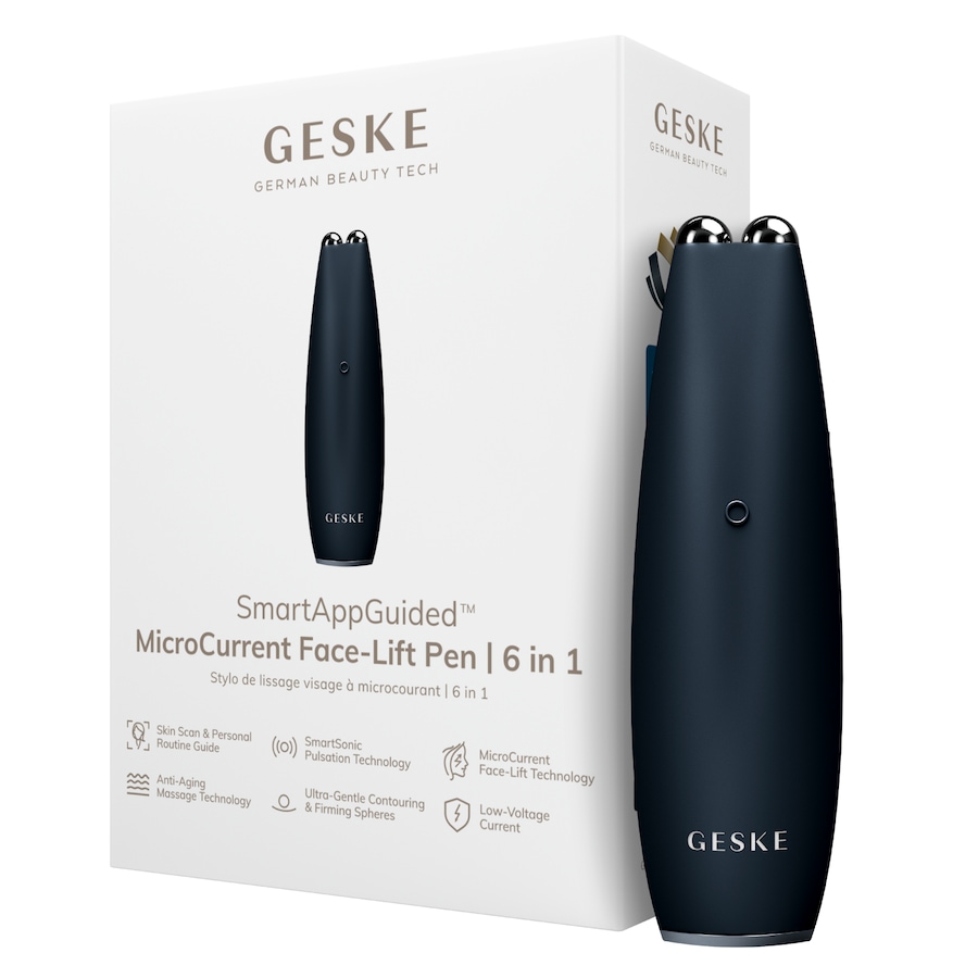 GESKE SmartAppGuided MicroCurrent Face-Lift Pen | 6 in 1 Elektrisches Gesichtsmassagegerät Black