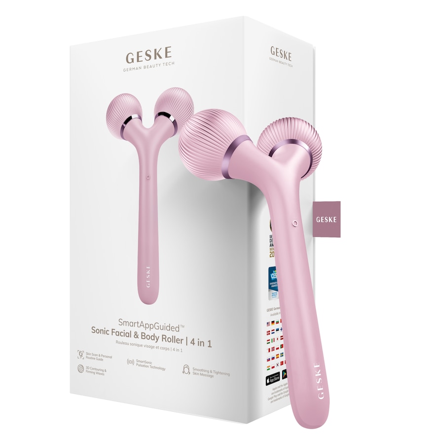 GESKE SmartAppGuided Sonic Facial & Body Roller | 4 in 1 Elektrisches Gesichtsmassagegerät Pink