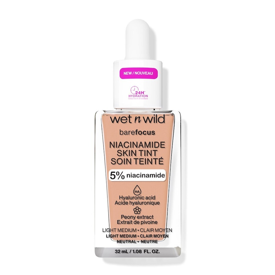 wet n wild BARE FOCUS NIACINAMIDE SKIN TINT Foundation Light Medium Sand 32 ml Hellbraun