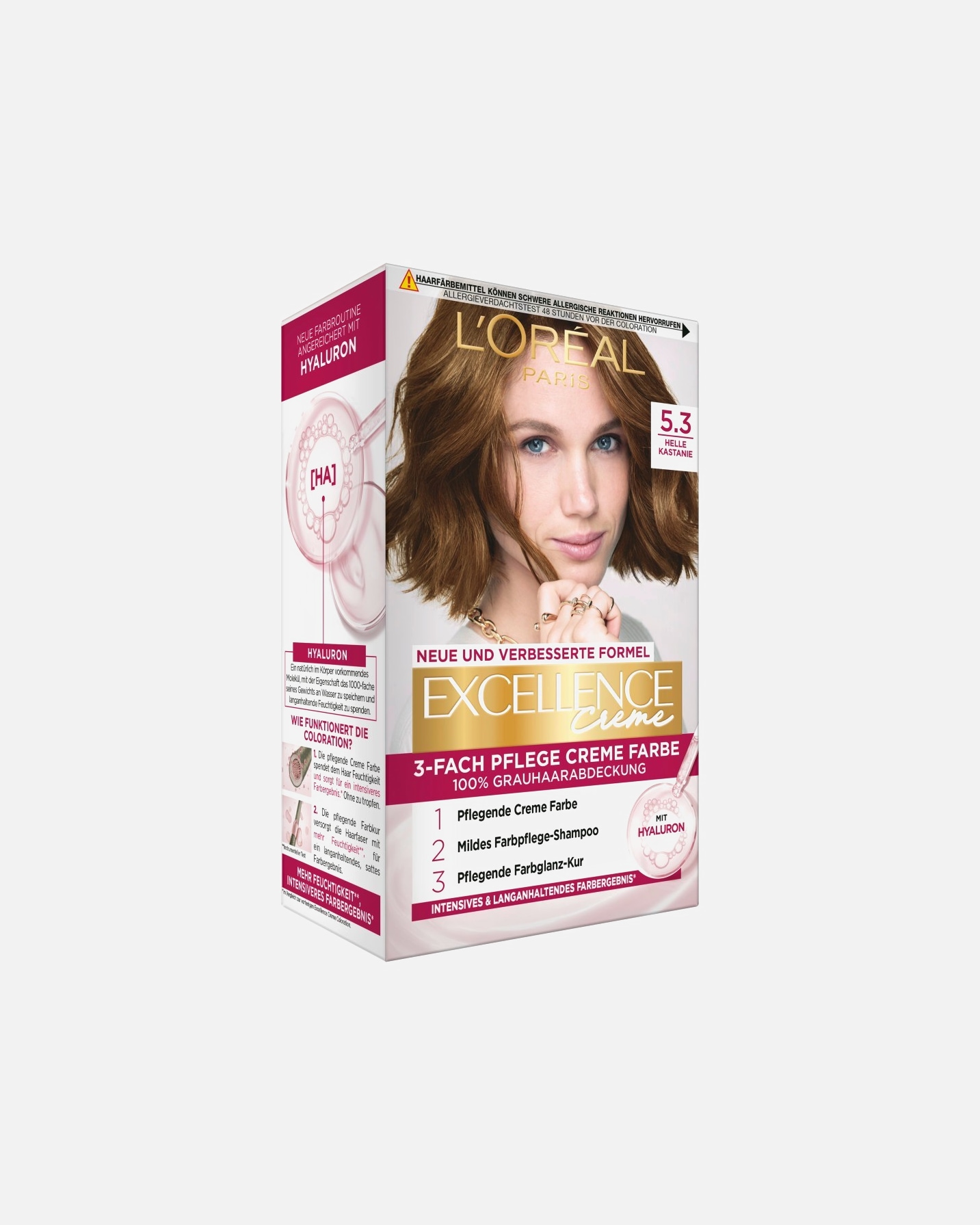 Haarfarbe für Weiblich L’Oréal Paris Excellence Crème Nr. 5.3 - Helle Kastanie