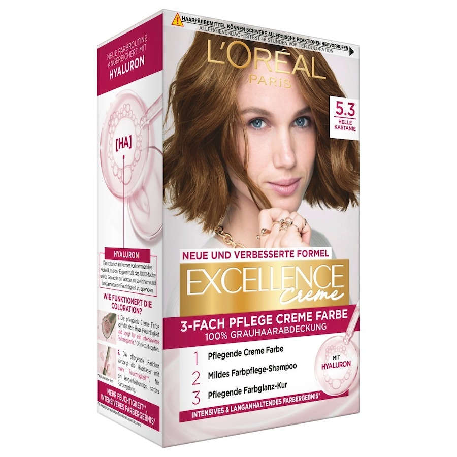 L’Oréal Paris Excellence Crème Haarfarbe Nr. 5.3 - Helle Kastanie Schwarz Damen