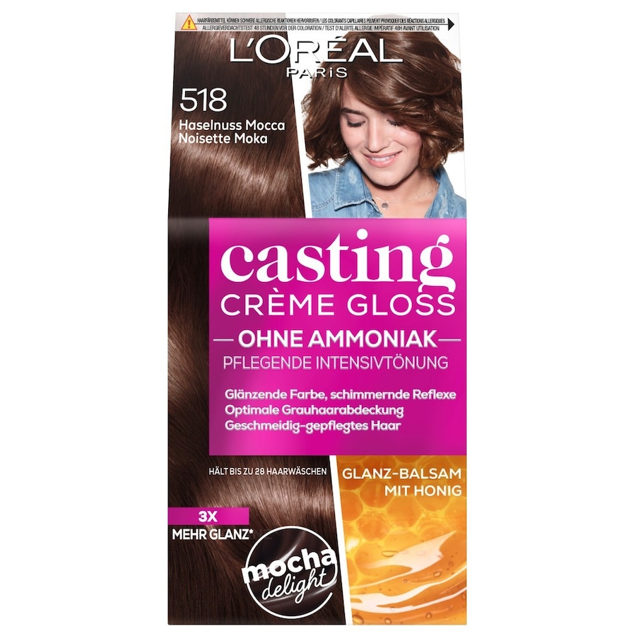 L’Oréal Paris Casting Crème Gloss Pflegend Haarfarbe Nr. 518 - Haselnuss Mocca Schwarz