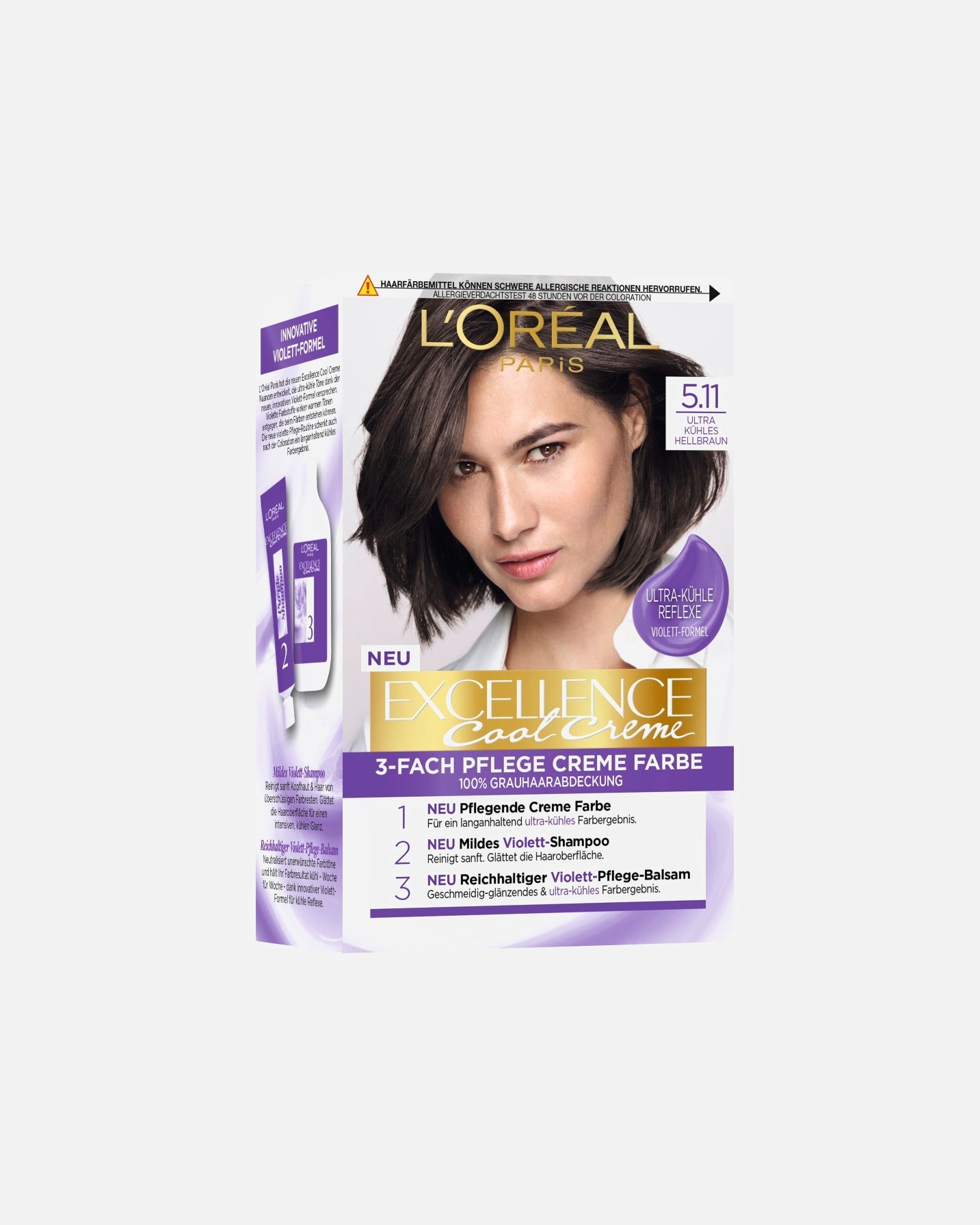 Haarfarbe für Unisex L’Oréal Paris Excellence Cool Creme Ultra kühles Hellbraun 5.11