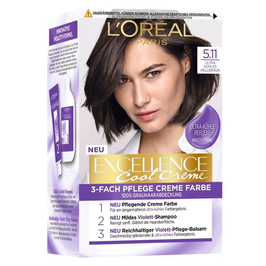 L’Oréal Paris Excellence Cool Creme Haarfarbe Ultra kühles Hellbraun 5.11 Schwarz