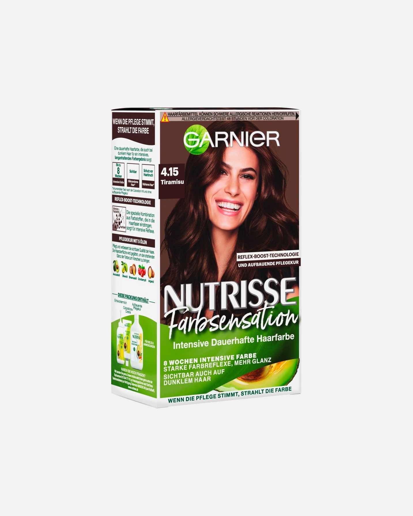 Haarfarbe für Unisex Garnier Nutrisse Farbsensation 4.15 - Tiramisu Braun