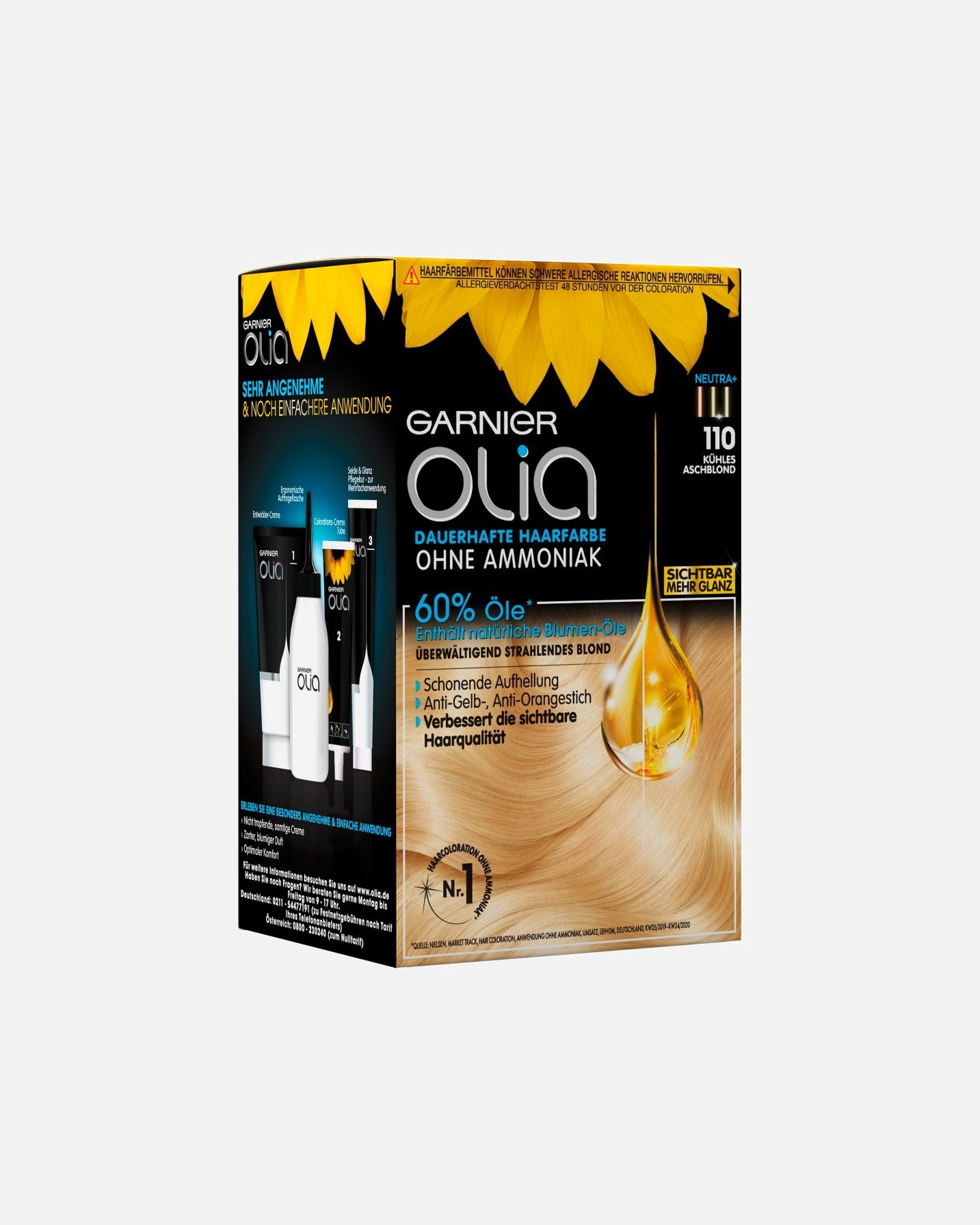 Haarfarbe für Unisex Garnier Olia Intensivcoloration 110 - KÜHLES ASCHBLOND