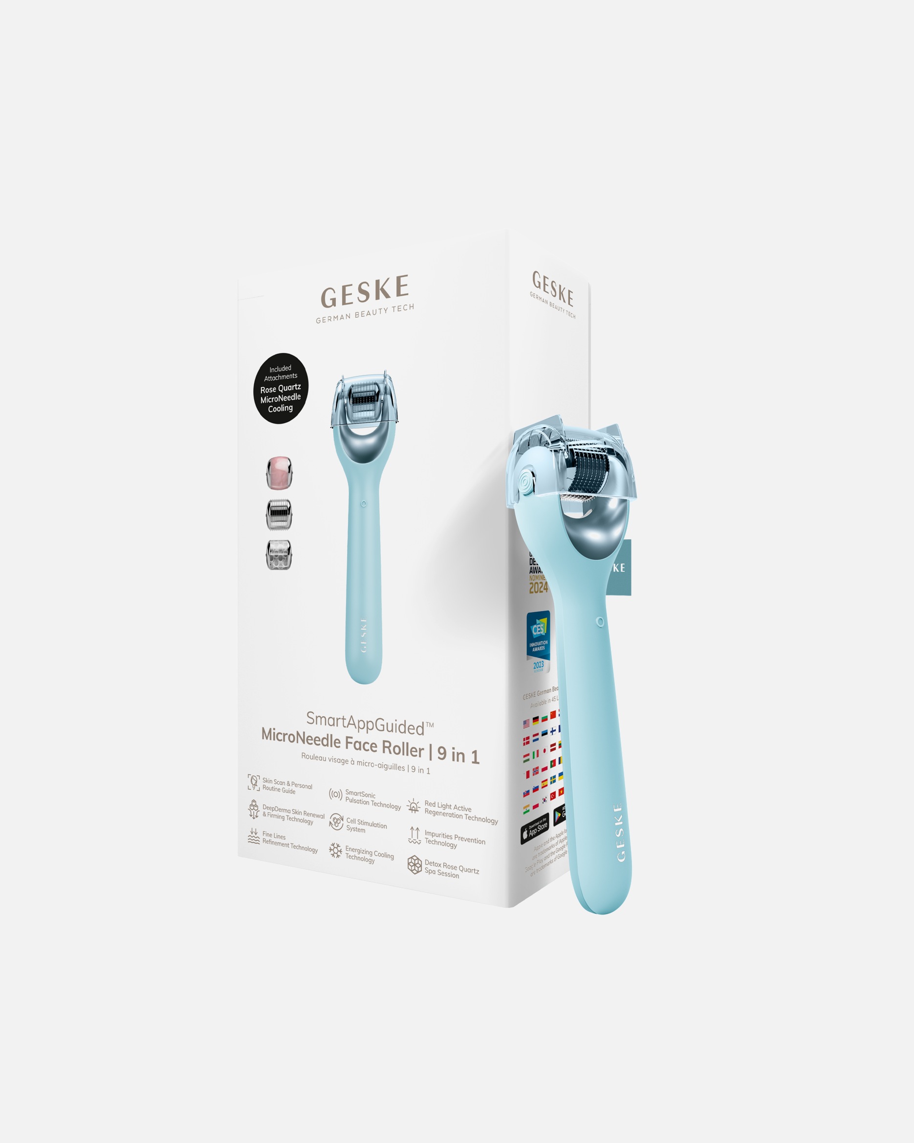 Elektrisches Gesichtsmassagegerät für Unisex SmartAppGuided™ MicroNeedle Face Roller | 9 in 1 1 Stück