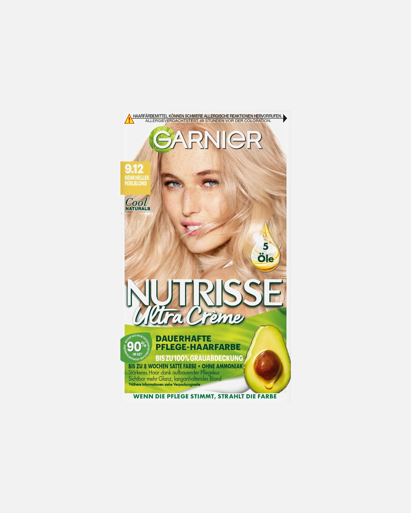 Haarfarbe für Weiblich Garnier Nutrisse Ultra Crème Nr. 9.12 - Sehr Helles Perlblond