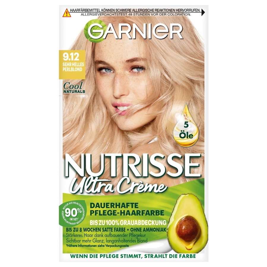 Garnier Nutrisse Ultra Crème Haarfarbe Nr. 9.12 - Sehr Helles Perlblond Nude Damen