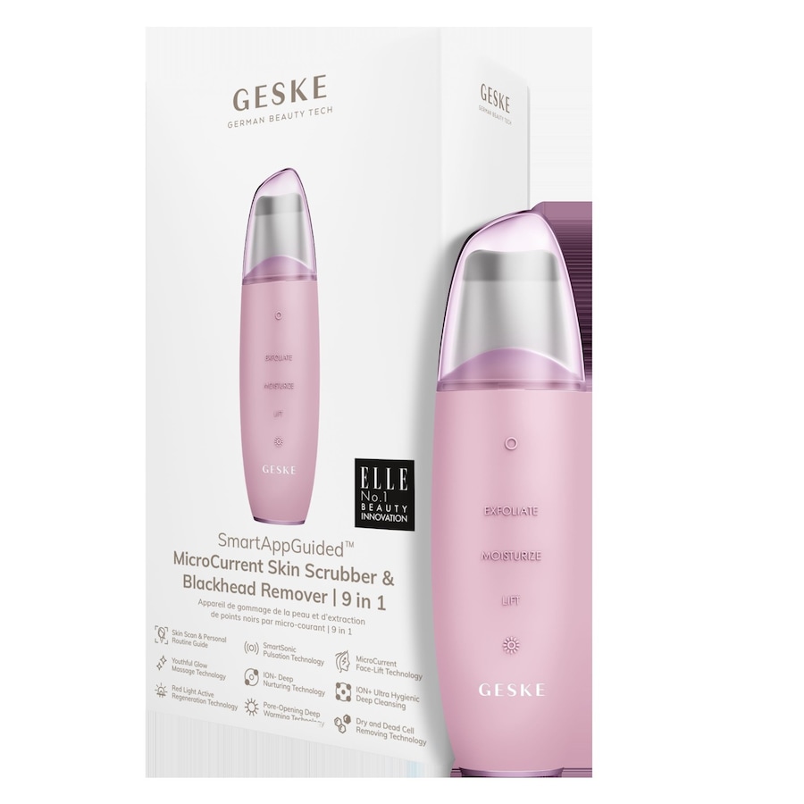 Geske SmartAppGuided MicroCurrent Skin Scrubber & Blackhead Remover 9 in 1 Elektrisches Gesichtsmassagegerät Pink