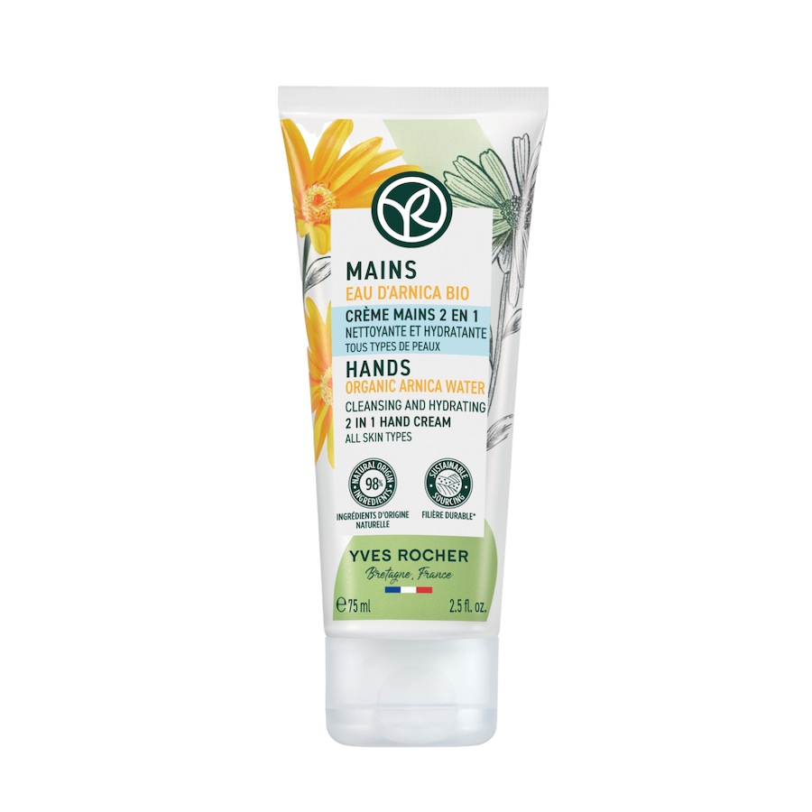 Yves Rocher 2 in 1 Reinigung und Feuchtigkeitsversorgung Handcreme 75 ml