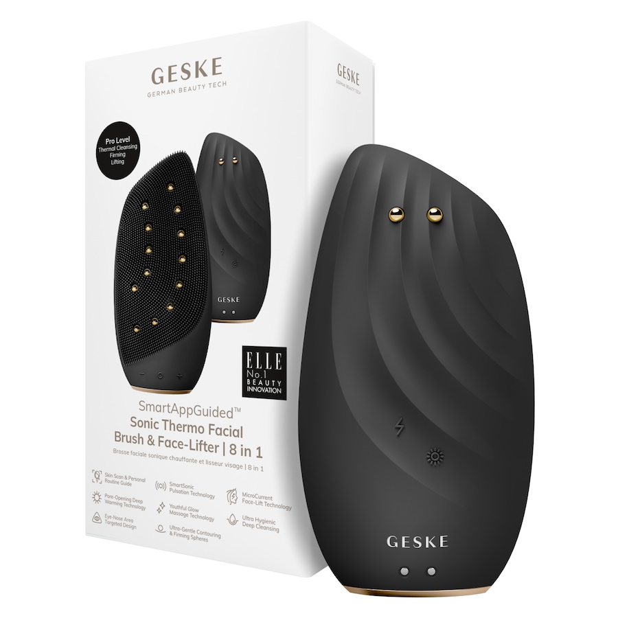 Geske SmartAppGuided Sonic Thermo Facial Brush & Face-Lifter | 8 in 1 Elektrisches Gesichtsmassagegerät Gray