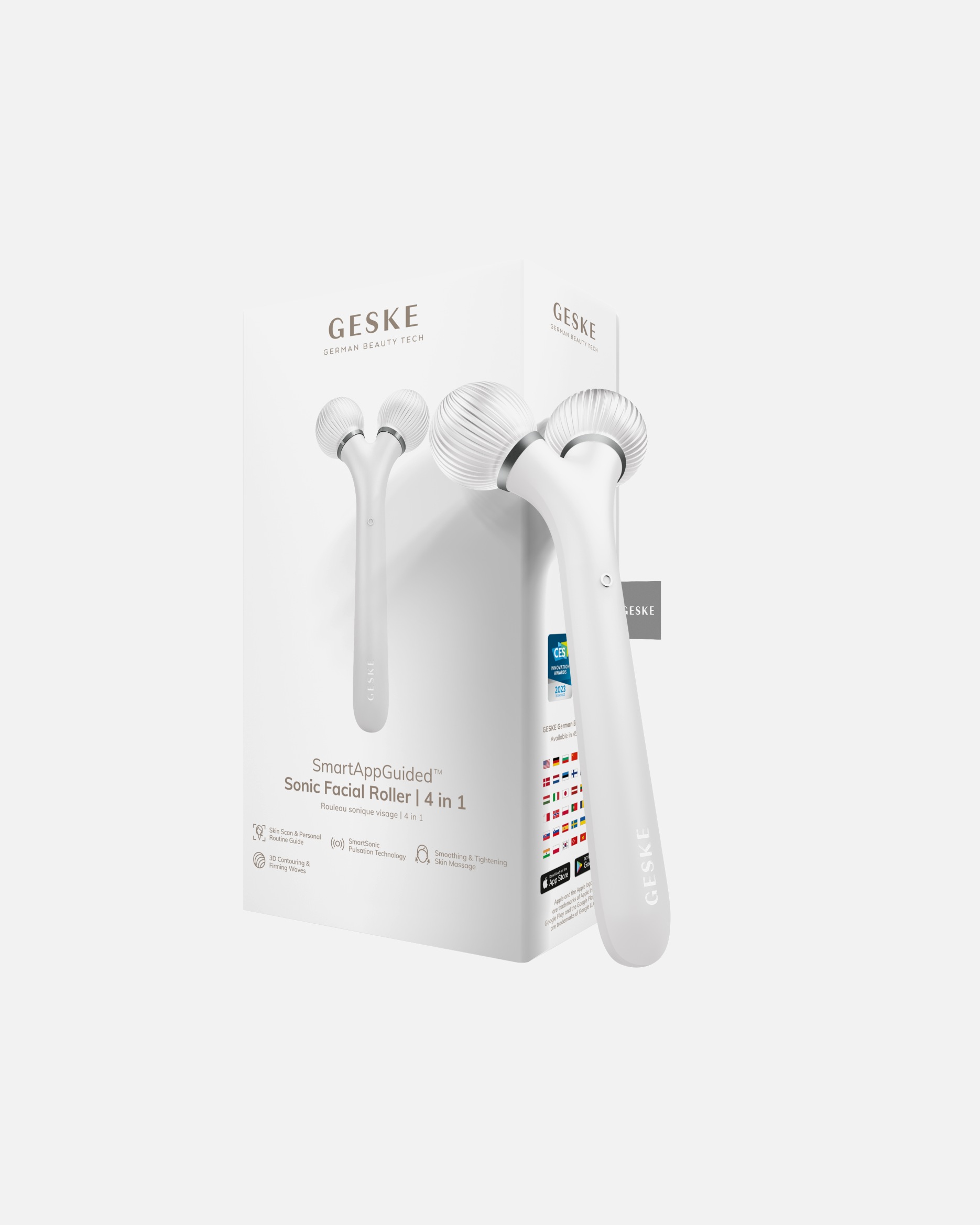 Elektrisches Gesichtsmassagegerät für Unisex GESKE SmartAppGuided™ Sonic Facial Roller | 4 in 1 1 Stück