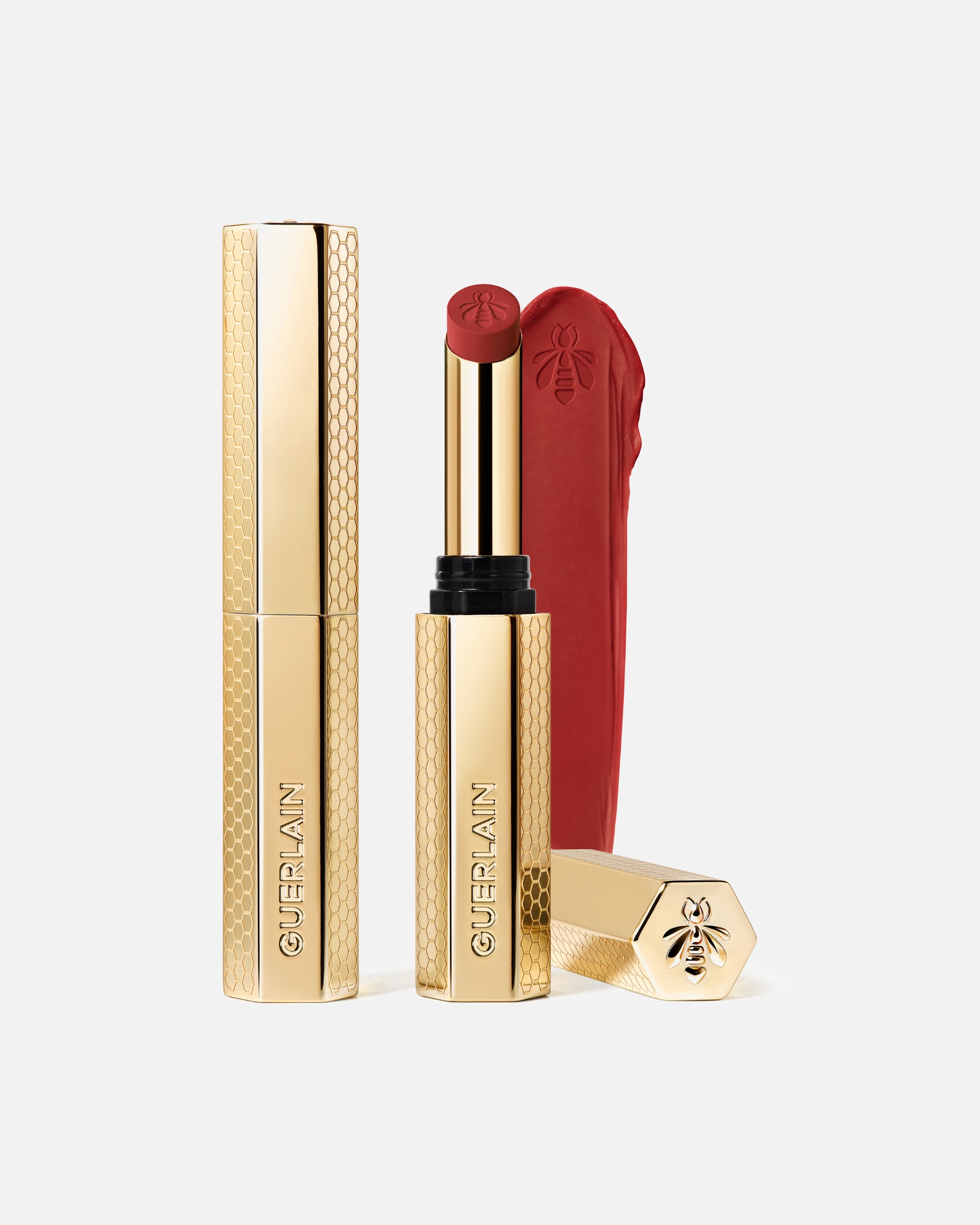 Lippenstift für Unisex Guerlain KissKiss Der kussfeste Lippenstift mit Honig 599 RED ASTER