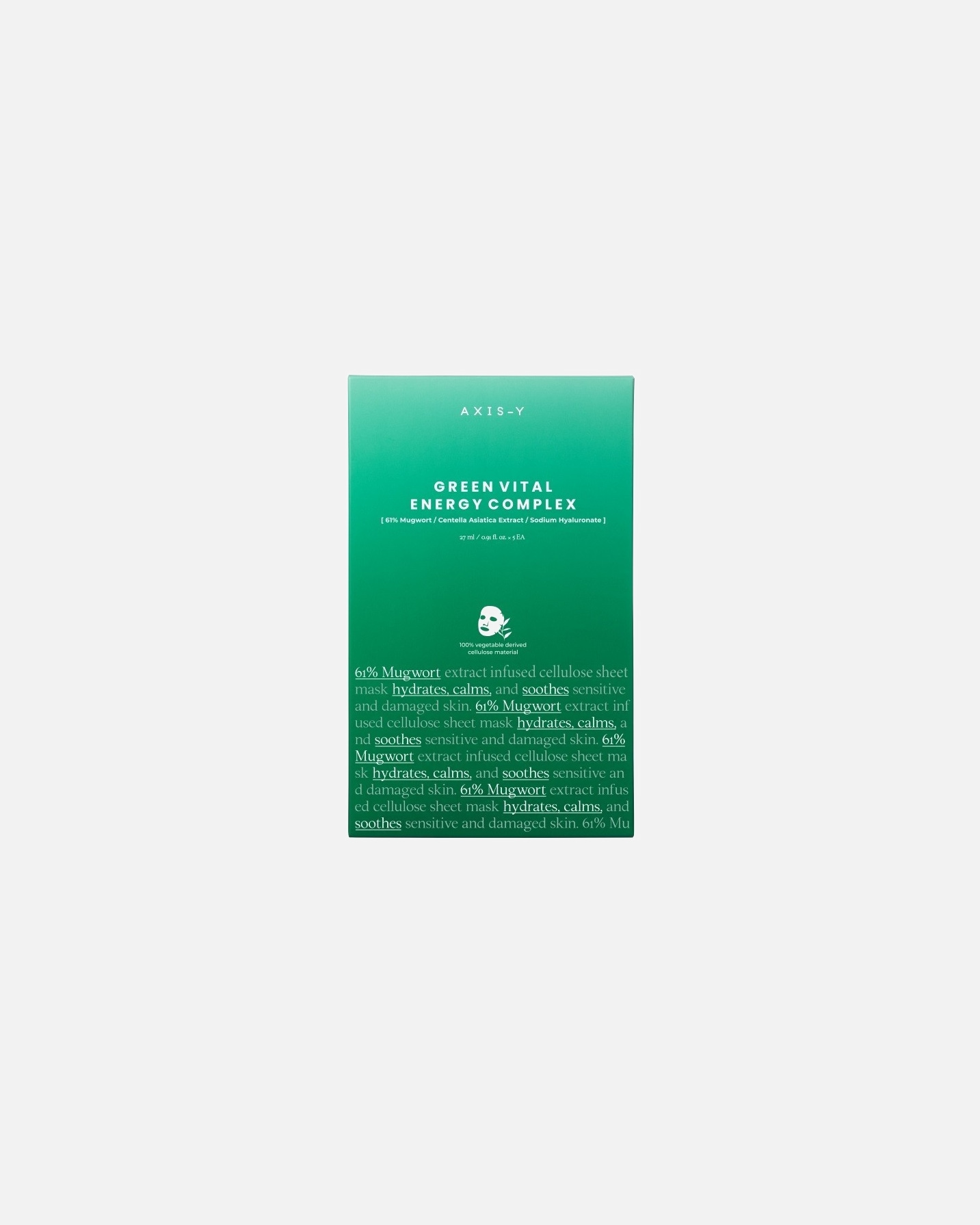 Feuchtigkeitsmaske für Unisex AXIS-Y Green Vital Energy Complex Sheet Mask 61% Beifuß Green Vital Energy Complex Sheet Mask 27 ml