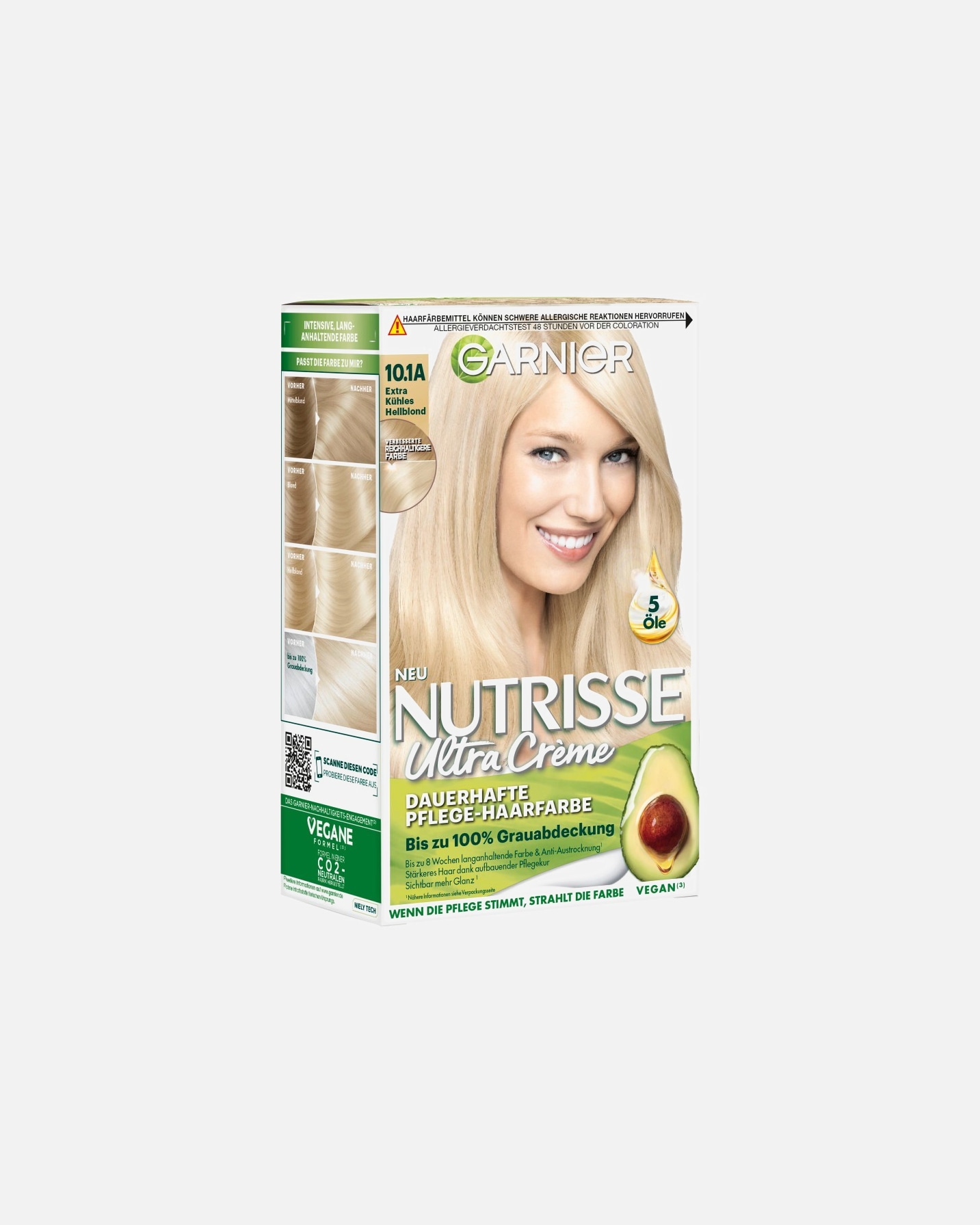 Haarfarbe für Weiblich Garnier Nutrisse Ultra Crème Nr. 10.1A - Extra Kühles Naturblond