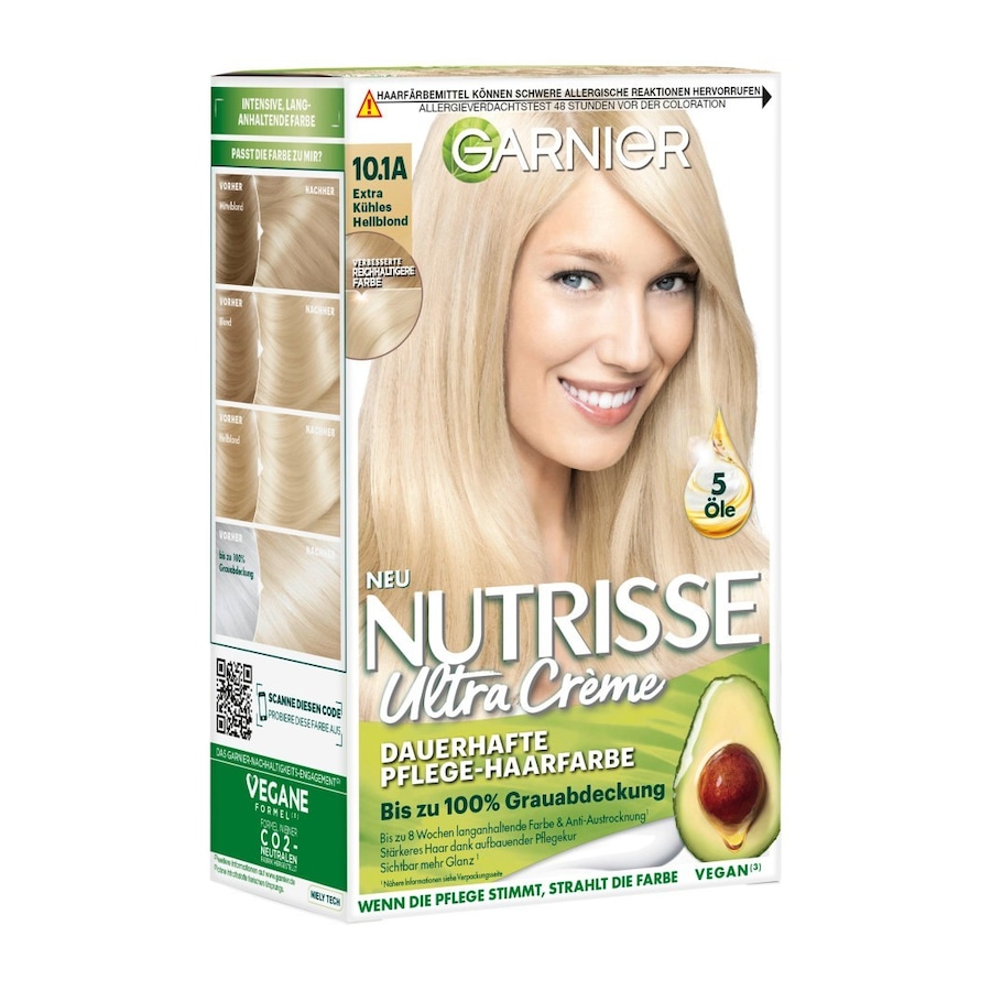 Garnier Nutrisse Ultra Crème Haarfarbe Nr. 10.1A - Extra Kühles Naturblond Nude Damen