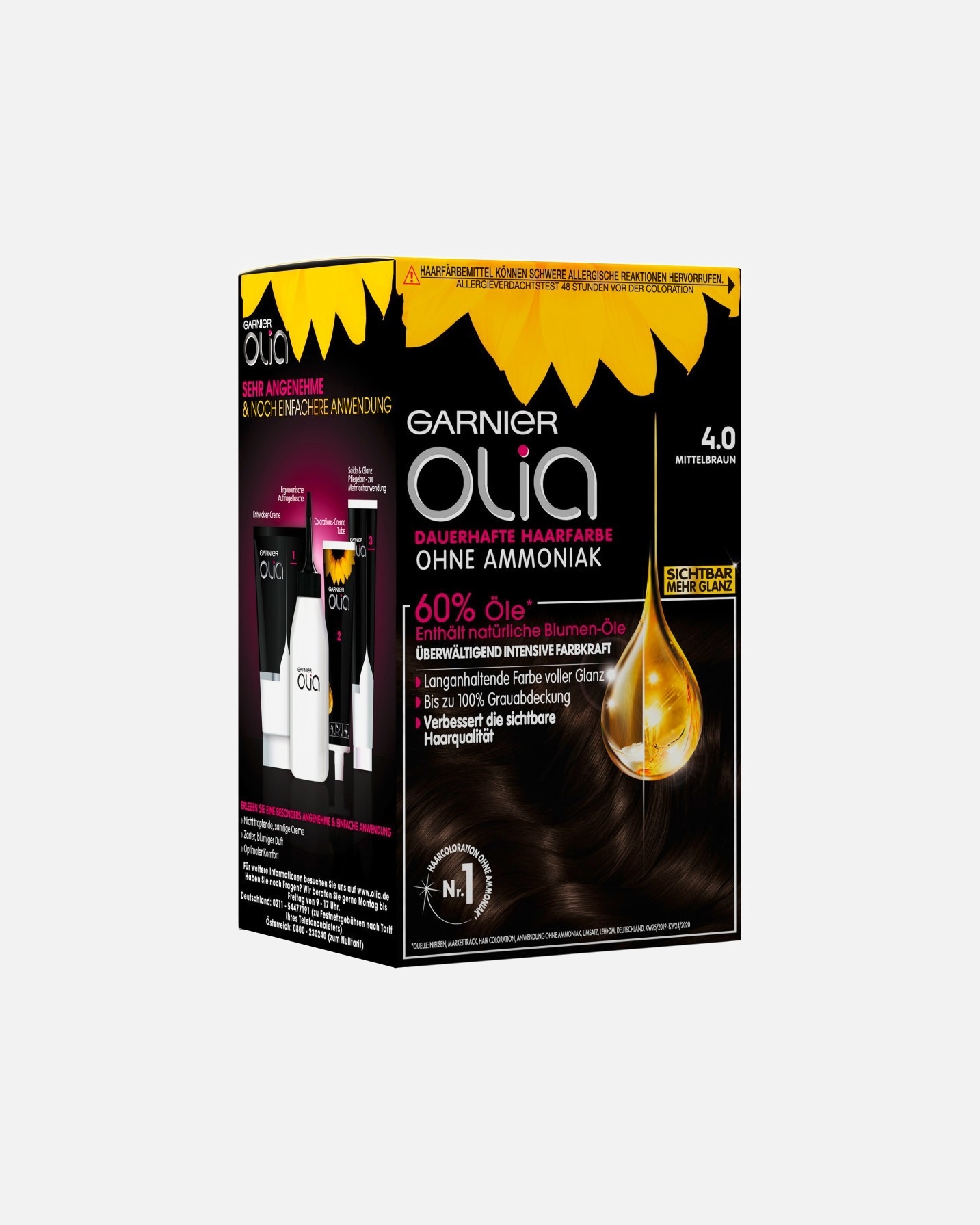 Haarfarbe für Unisex Garnier Olia Intensivcoloration Nr. 4.0 - Mittelbraun