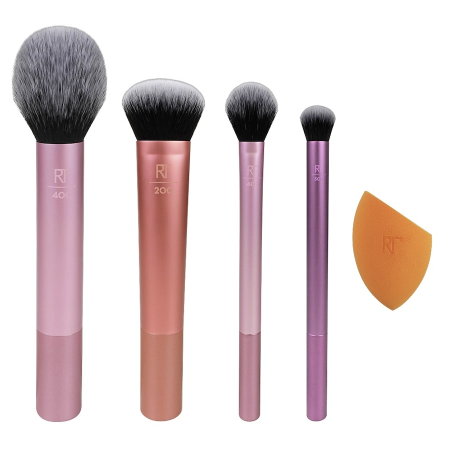 Real Techniques Everyday Essentials Set Pinselset Blush Brush RT 400 + Setting 402 Deluxe Crease 300 Expert Face 200 Miracle Complexion Sponge