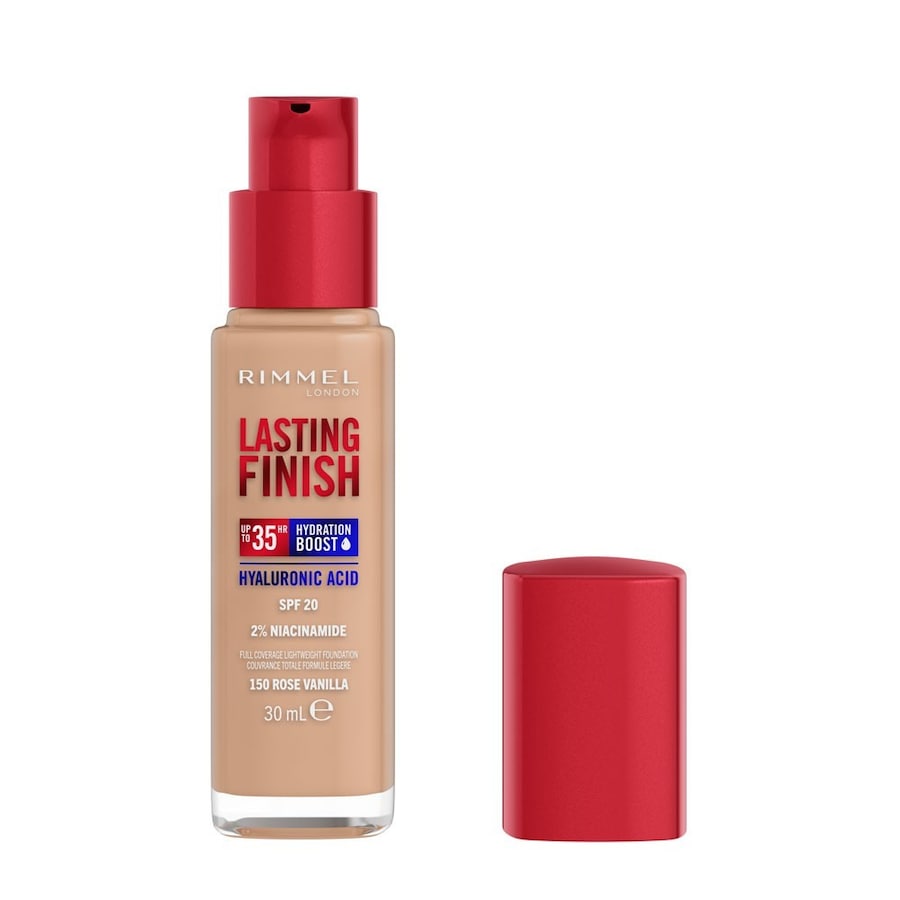 Rimmel London Lasting Finish 35h silnie nawilżający i długotrwale kryjący podkład do twarzy z filtrem SPF20 nr 050 Fair Porcelain Foundation 30 ml