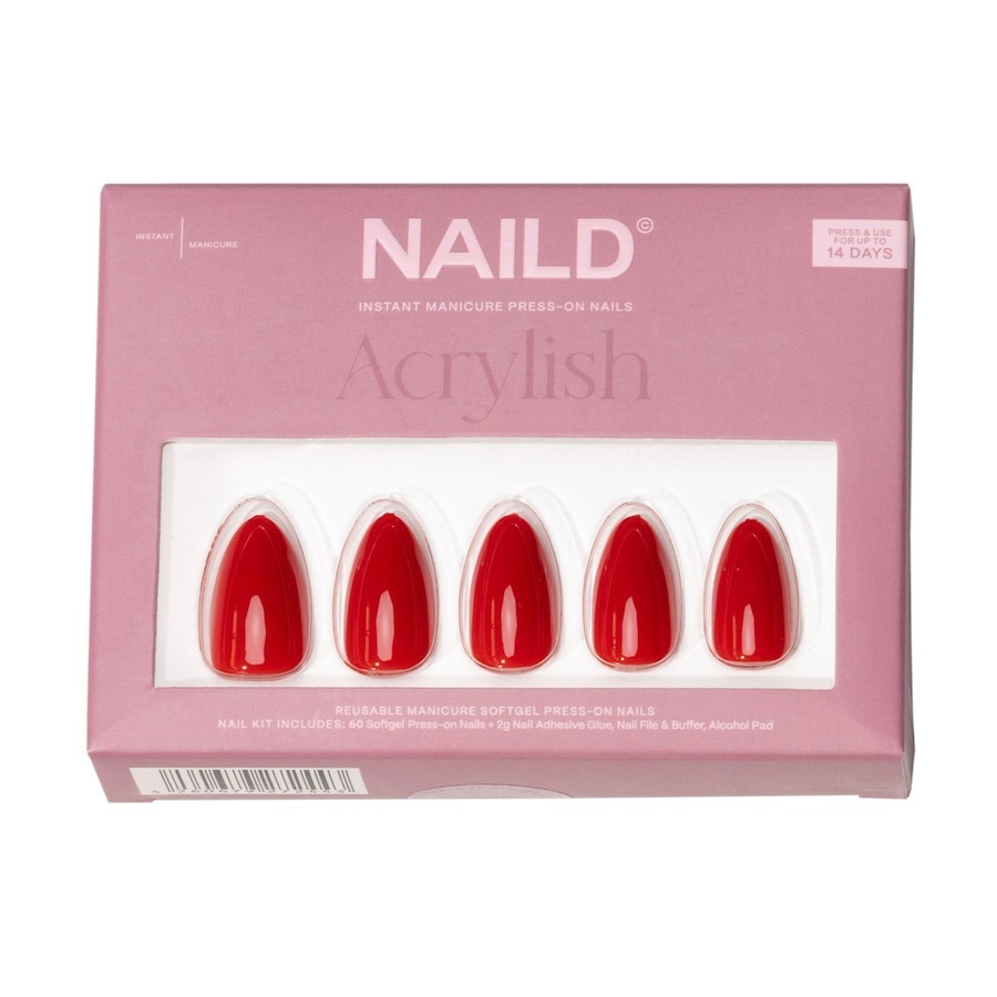 NAILD Red Almond Softgel Press On Nails Kunstnägel Rot