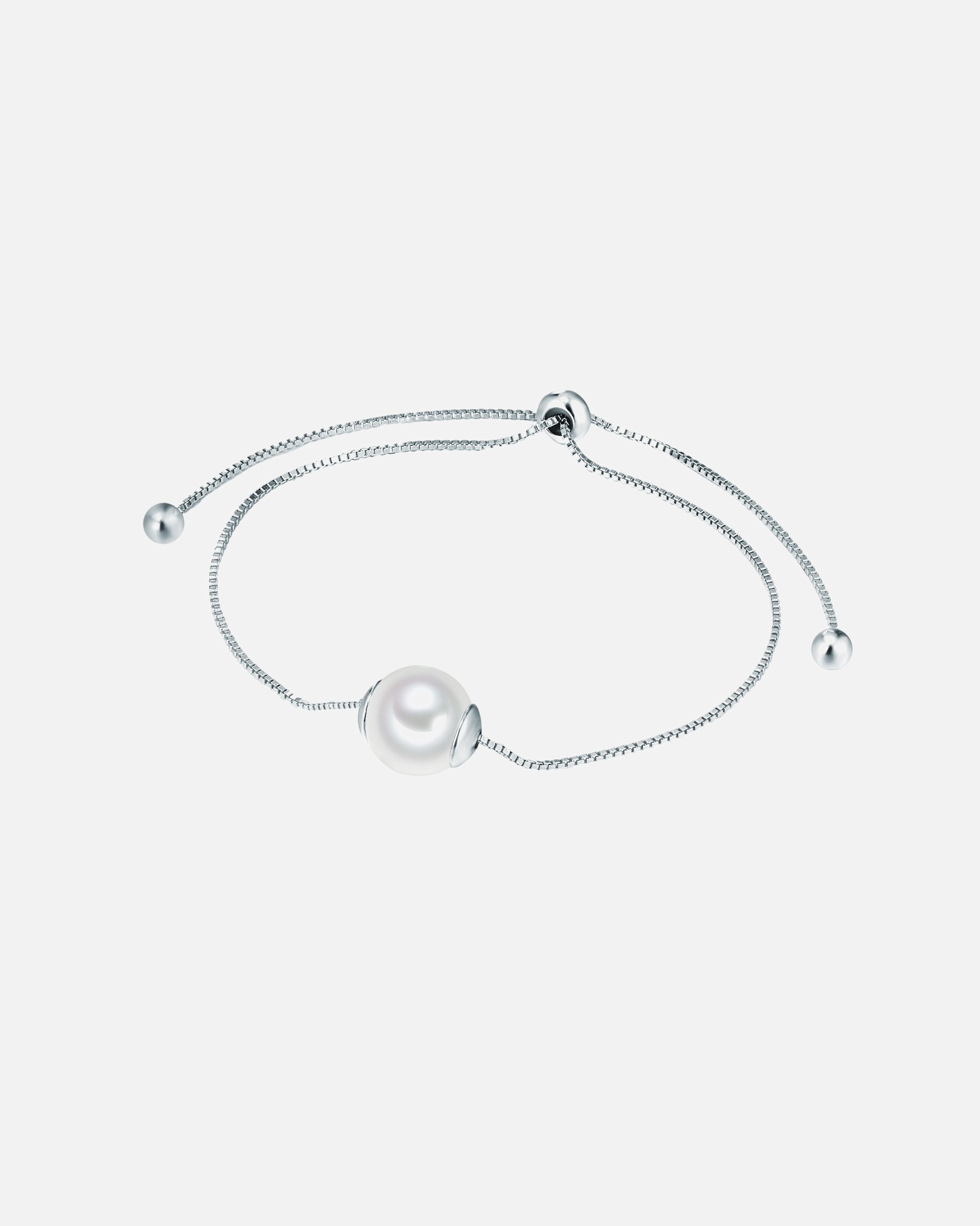 Armband für Weiblich Lulu & Jane Perlen-Armband Messing Muschelkernperle in Silber 16,0 - 22,0 cm, flexibel einstellbar