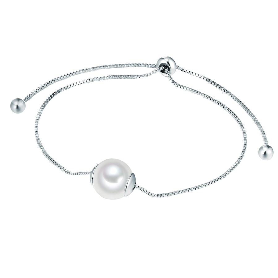 Lulu & Jane Perlen-Armband Messing Muschelkernperle in Silber 16,0 - 22,0 cm, flexibel einstellbar Damen