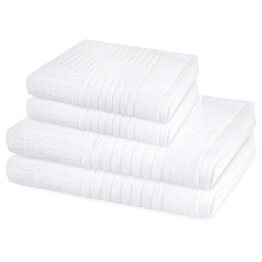 ROSS Handtuch-Set Carre (4-teilig) Weiß Weiss