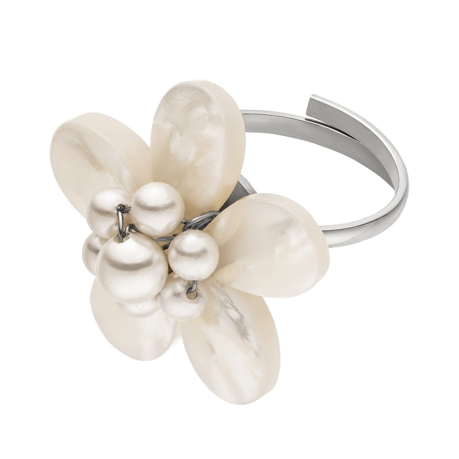 Purelei Pearly Flower Ring 100% Edelstahl M/L Grau
