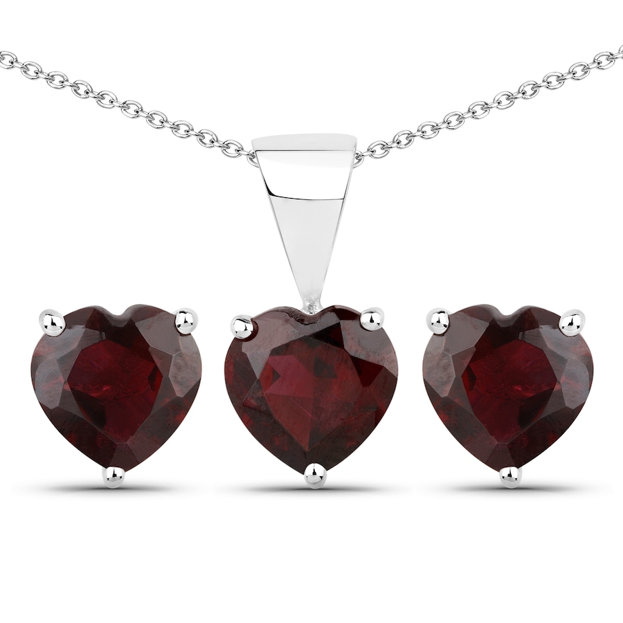 Vira Jewels Schmuck-Set 925/- Sterling Silber Granat bordeaux 2,94 ct. weiß Damen