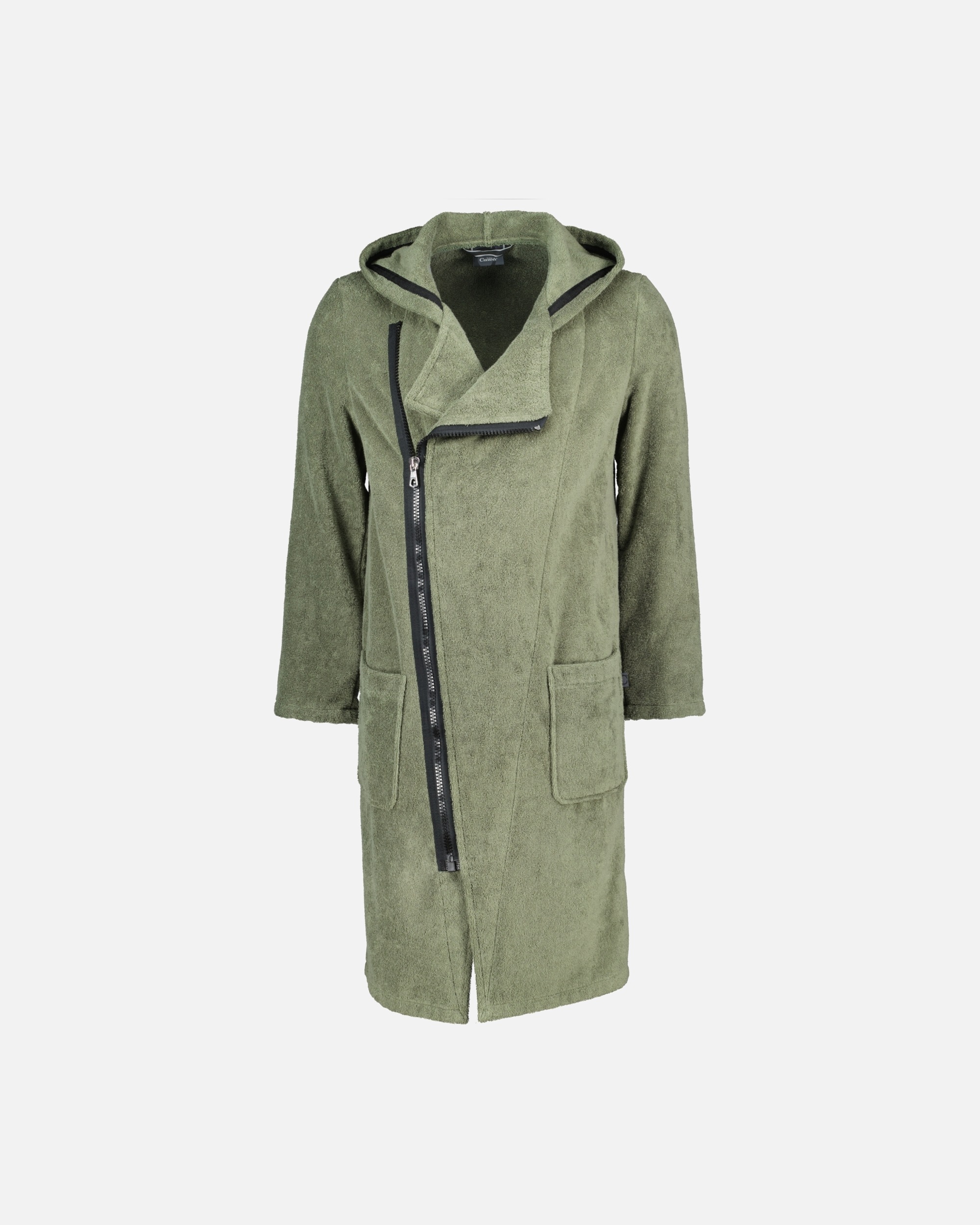 Bademantel für Männlich Cawö Cawö Bademäntel Herren Kapuze New Zipper 6516 field-schwarz - 453 XL