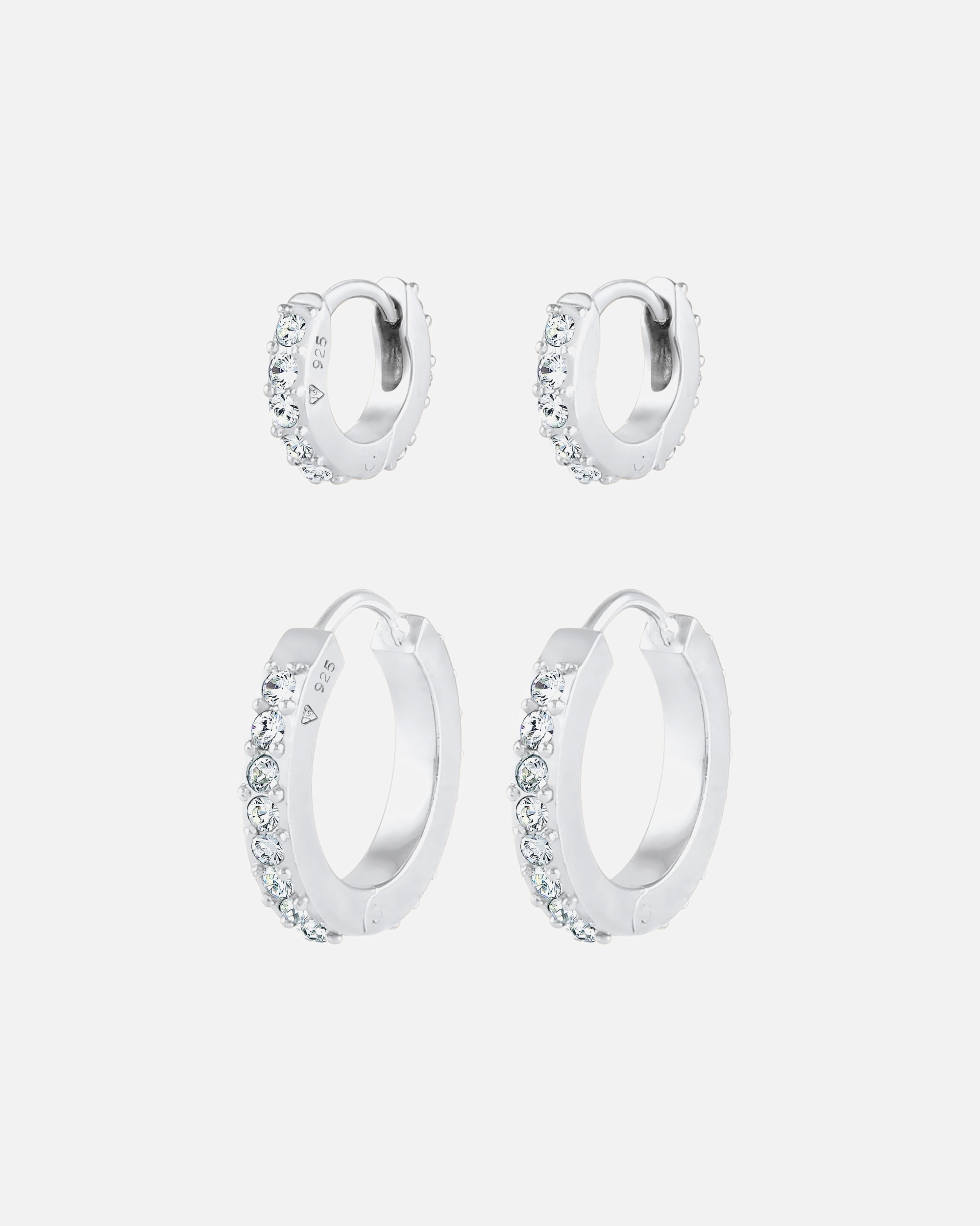 Ohrringe für Weiblich Elli 2er Set Creolen 925 Silber, mit Kristallen von Swarovski® silberfarben