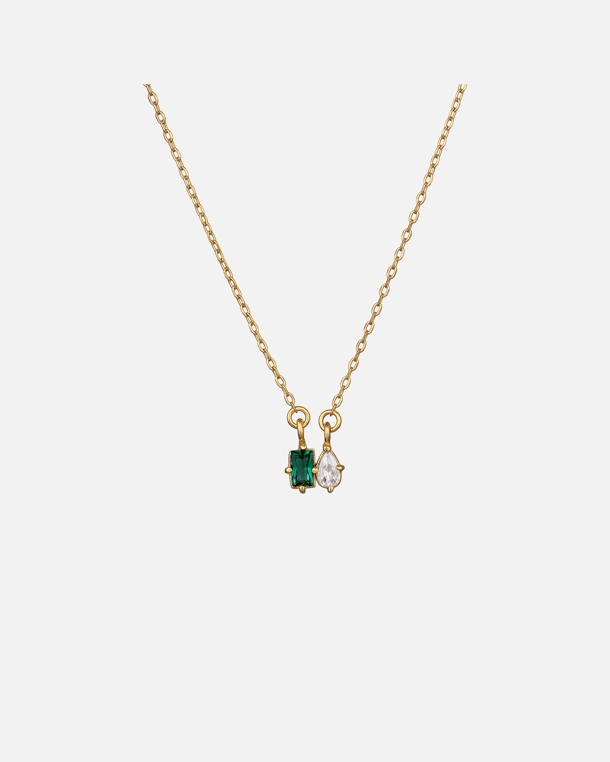 Halskette für Weiblich Elli PREMIUM Tropfen Zirkonia Synthetischer Smaragd 925 Sterling Silber goldfarben