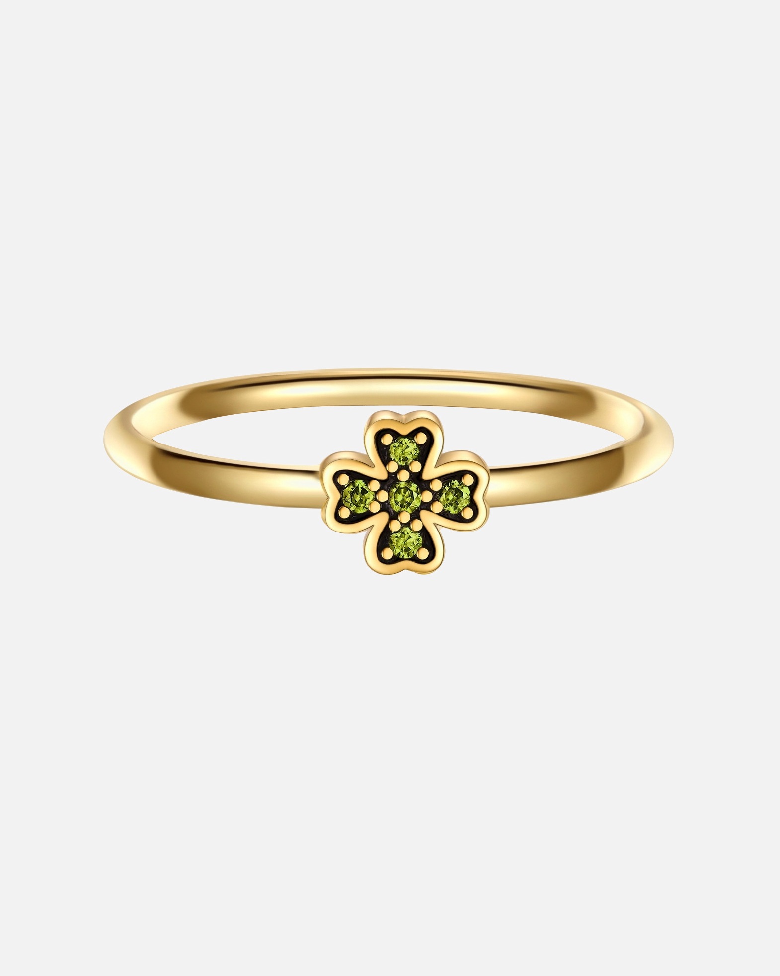 Ring für Weiblich Glanzstücke München Ring Kleeblatt aus Sterling Silber in gelbgold mit Zirkonia 48