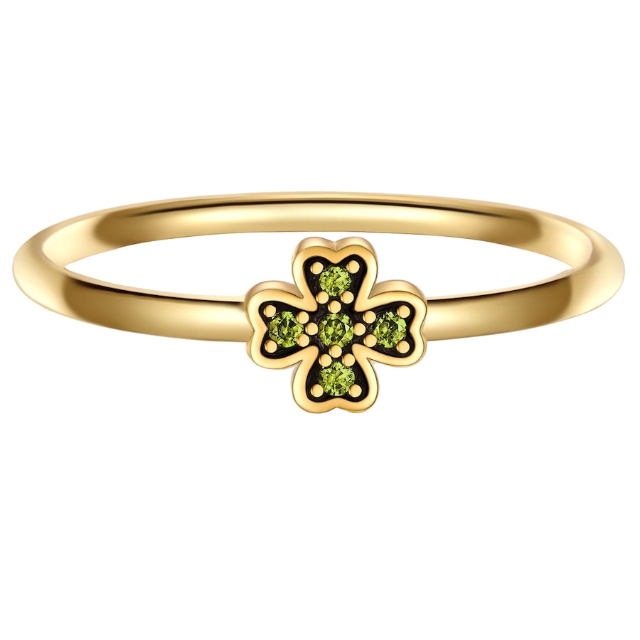 Glanzstücke München Ring Kleeblatt aus Sterling Silber in gelbgold mit Zirkonia 52 Damen