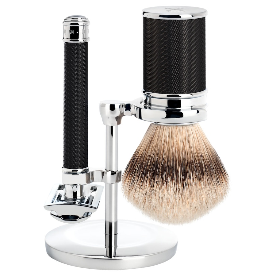 Mühle TRADITIONAL 3-teiliges Rasierset, Silvertip Fibre , mit Gillette Fusion Griffmaterial Edelharz schwarz Herren
