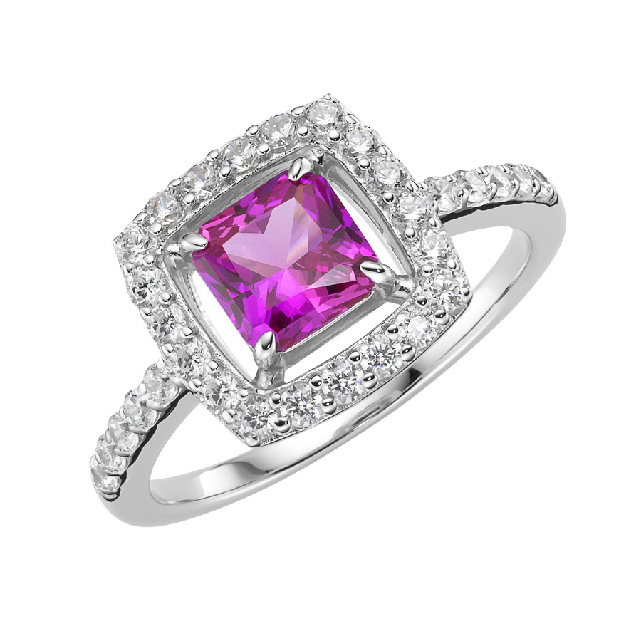 Giorgio Martello Milano Ring in blau, fuchsia oder lila, Zirkonia weiß, Silber 925 58 Violett