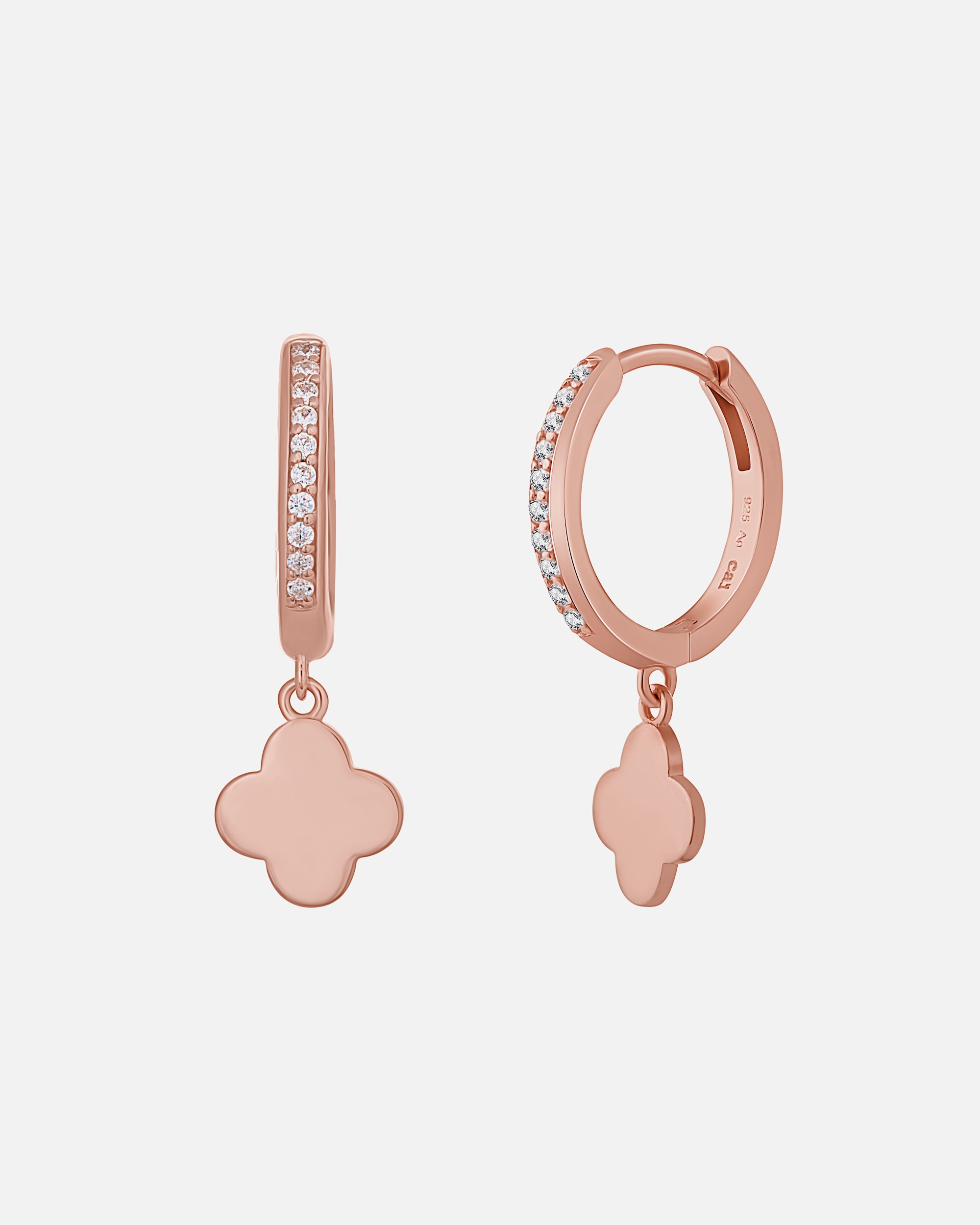 Creolen für Weiblich caï Creolen 925/- Sterling Silber Zirkonia Rosé vergoldet