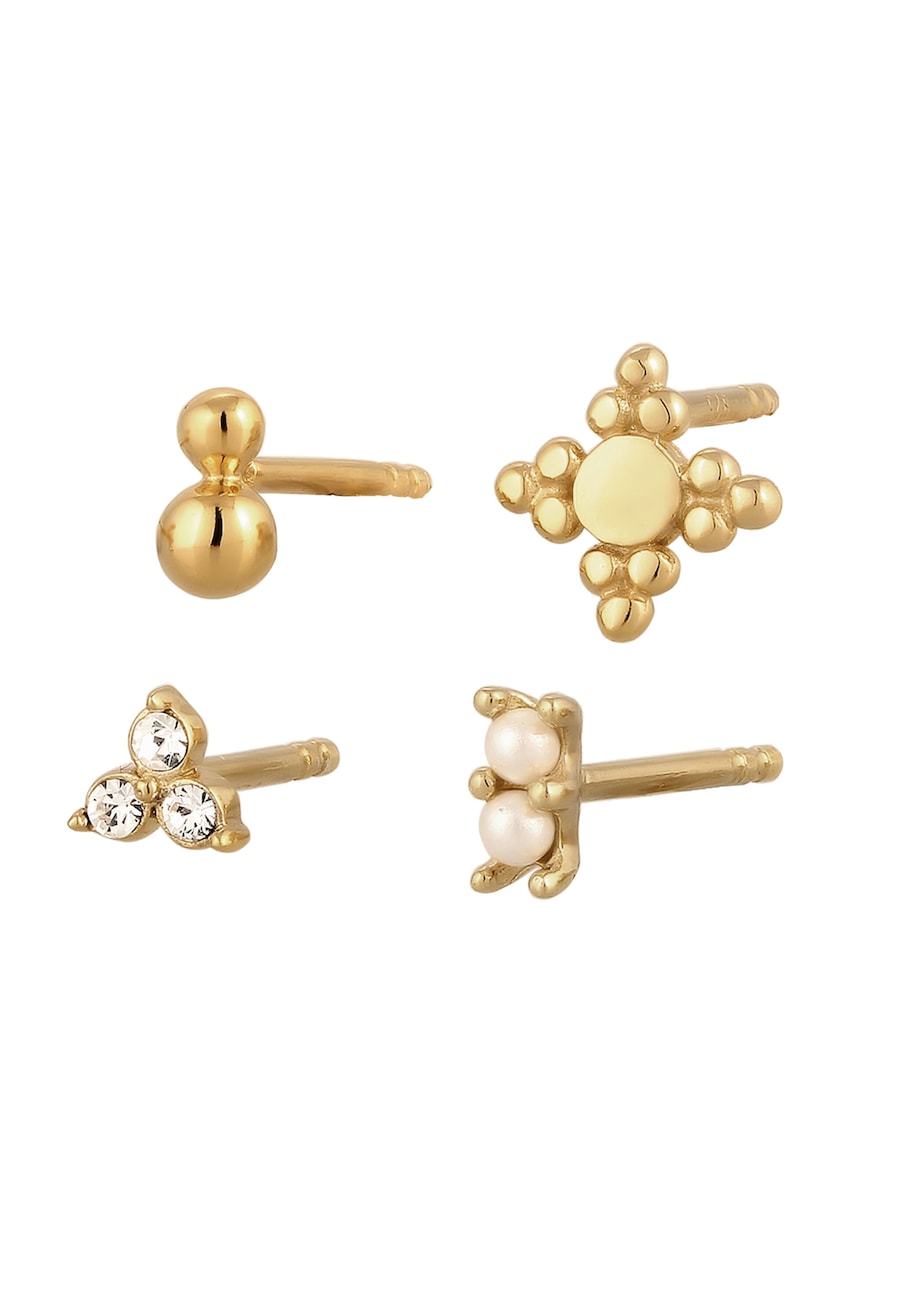 Elli Ohrstecker Set mit Perlen Kristalle von Swarovski 925 Sterling Silber goldfarben Damen