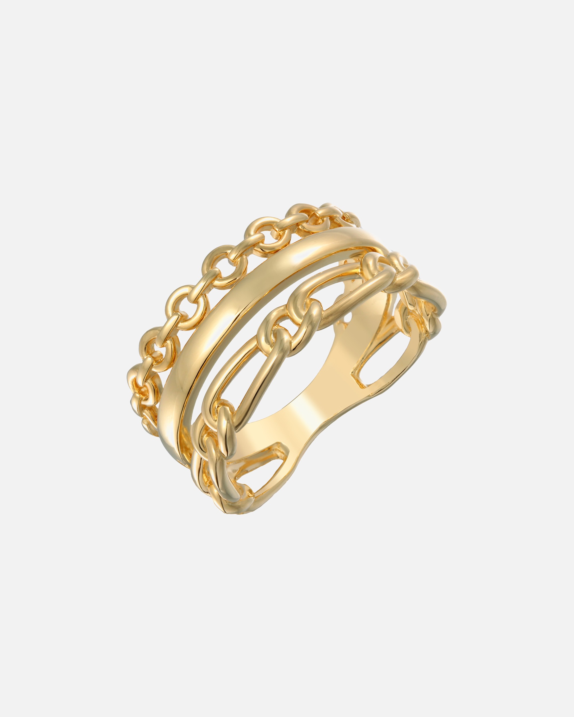 Ring für Weiblich Elli Elli Ring Glieder Bandring 3-reihig Farbe Gold für Damen 54
