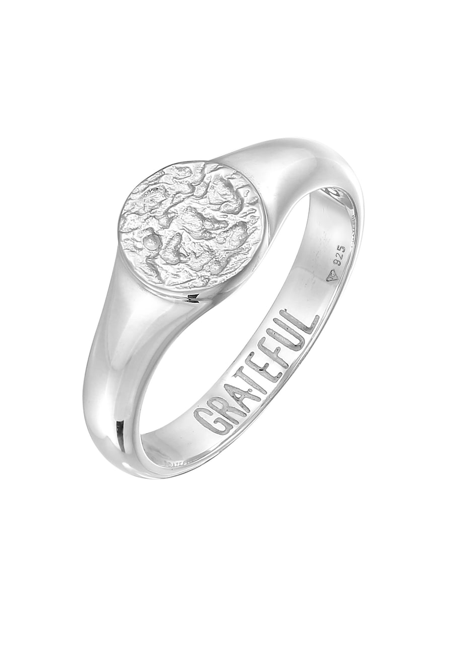 Haze & Glory Siegelring Rund - Grateful 925 Silber 52 Damen