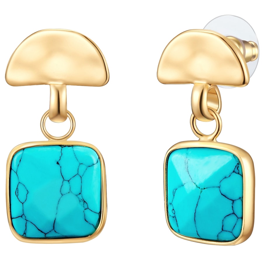 Yokoamii Ohrhänger Metall-Legierung Naturstein in Gelbgold 34,2 mm Damen