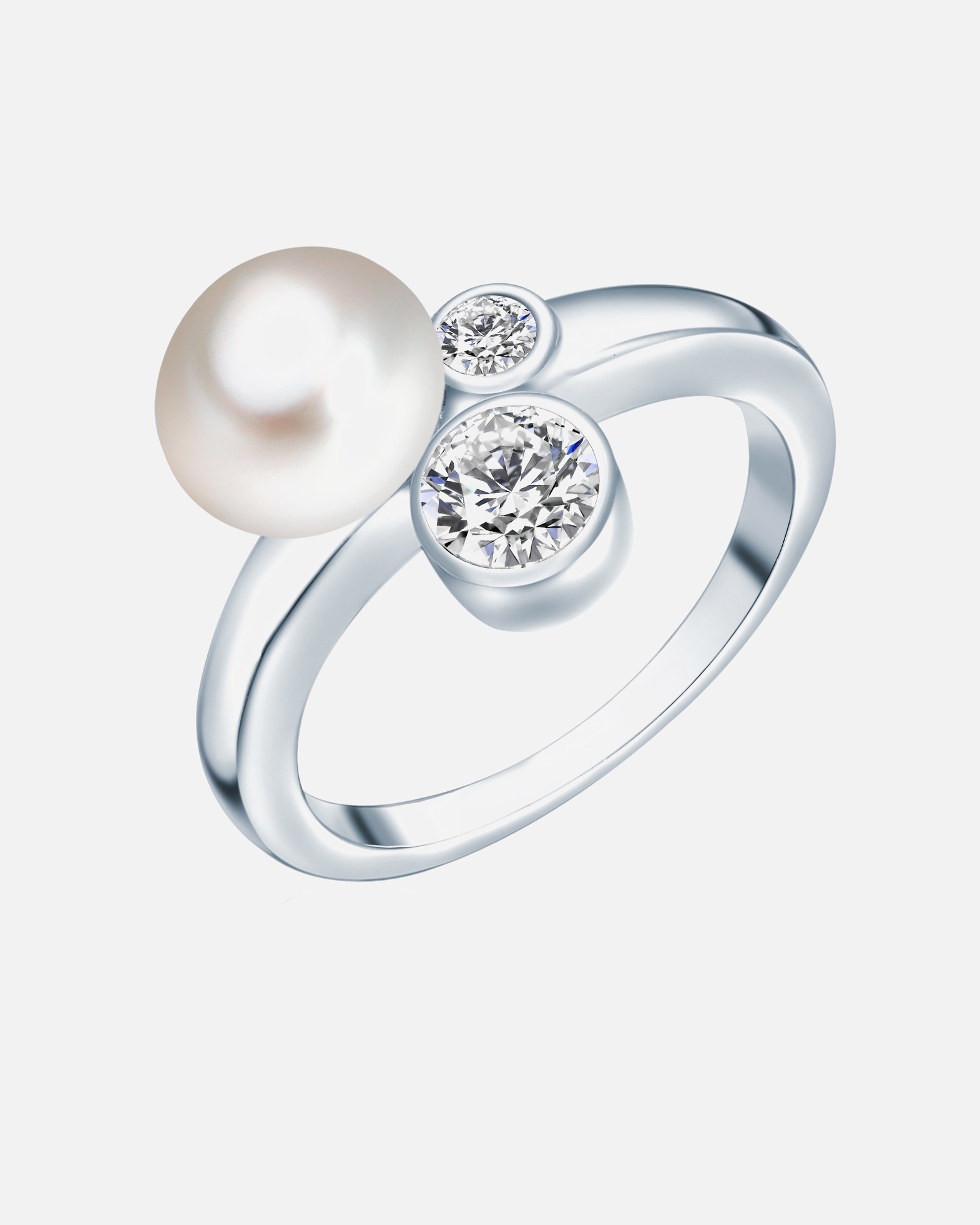 Ring für Weiblich Valero Pearls Ohrstecker Sterling Silber Zirkonia Süßwasser-Zuchtperle in Silber 60