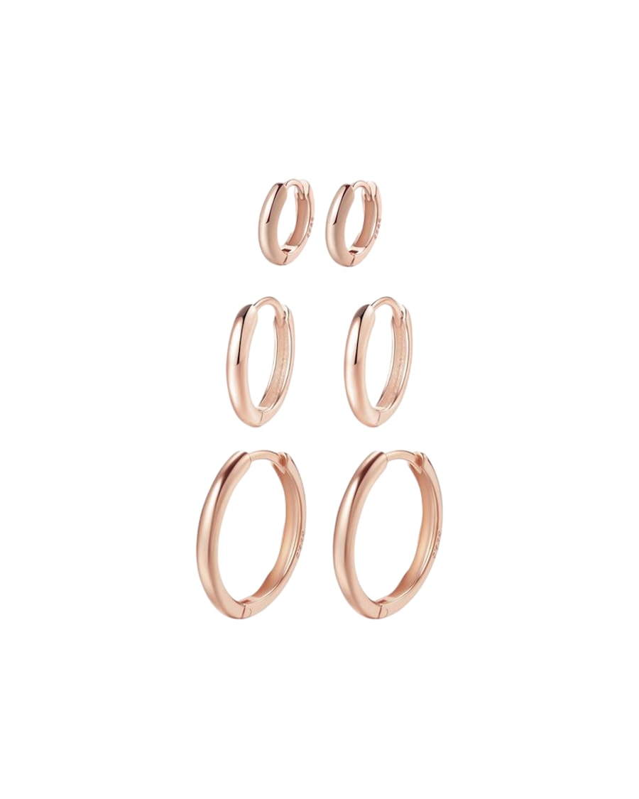 Hey Happiness 3er Creolen-Set aus 925er Silber Roségold Nude Damen