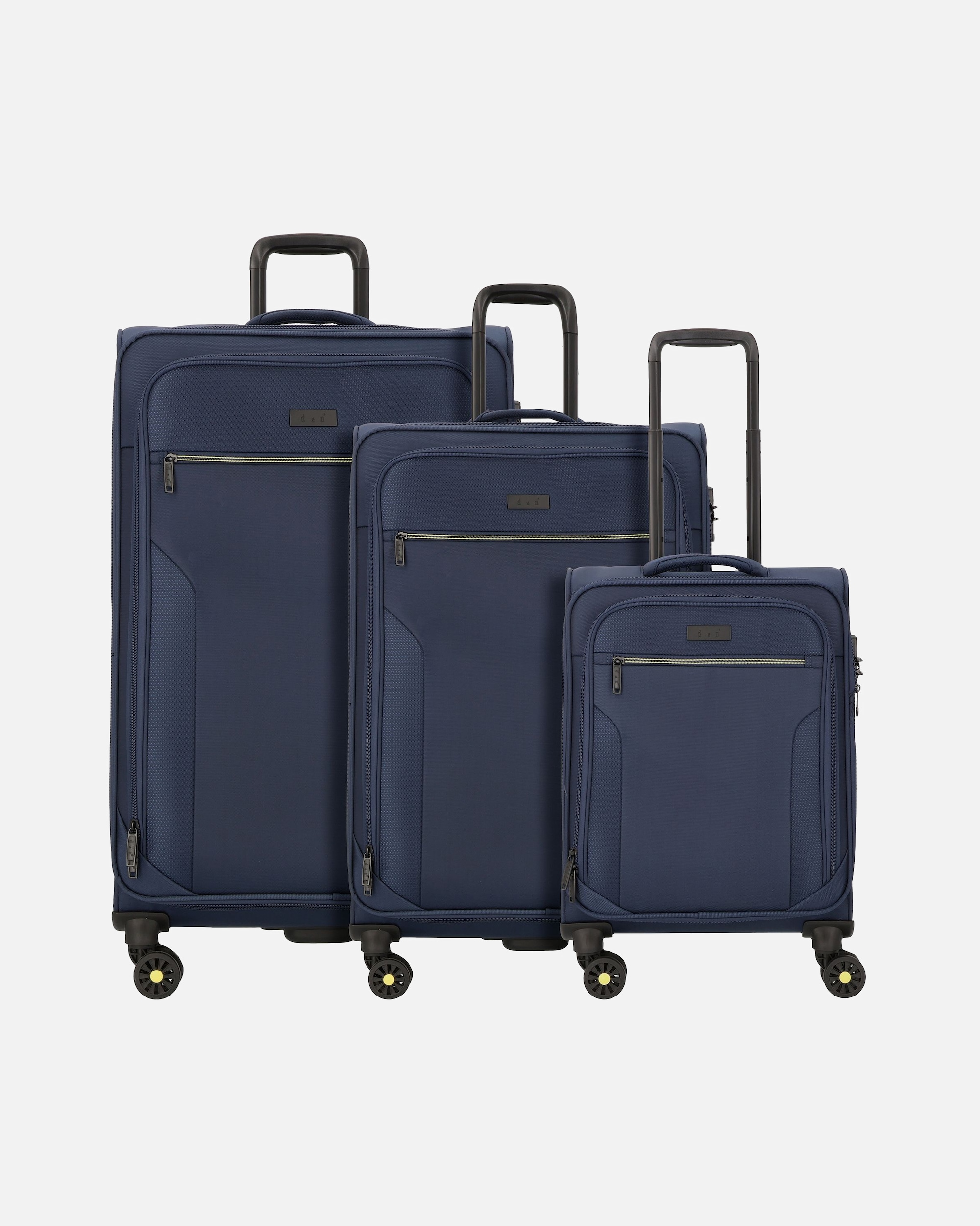 Koffer für Männlich d & n Travel Line 9704 4 Rollen Kofferset 3-teilig mit Dehnfalte dark blue