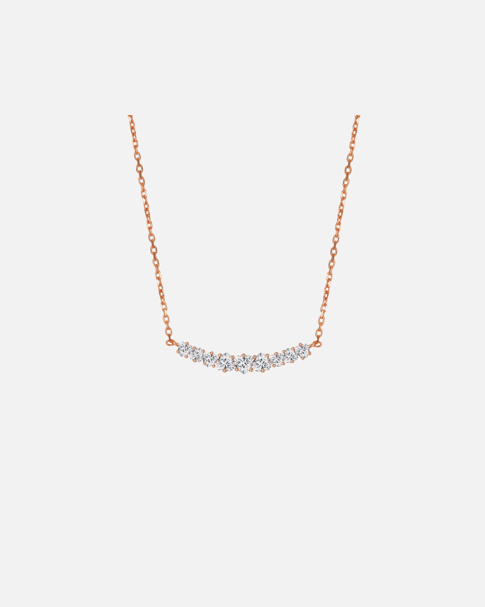 Kette für Weiblich Hey Happiness Default Brand Line Tennis-Halskette Herz-Edelsteine 925 Sterlingsilber Rosegold