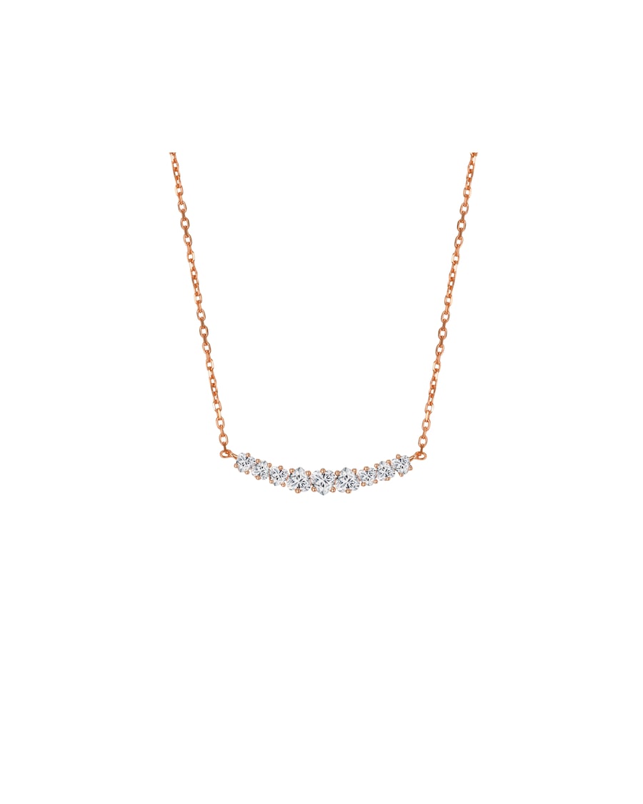 Hey Happiness Tennis-Halskette Herz-Edelsteine 925 Sterlingsilber Rosegold Damen