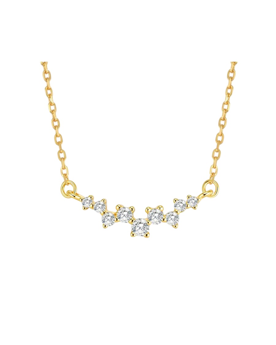 Hey Happiness Infinite Shine Halskette – 925 Sterling Silber, funkelnder Anhänger Gold Hellbraun Damen