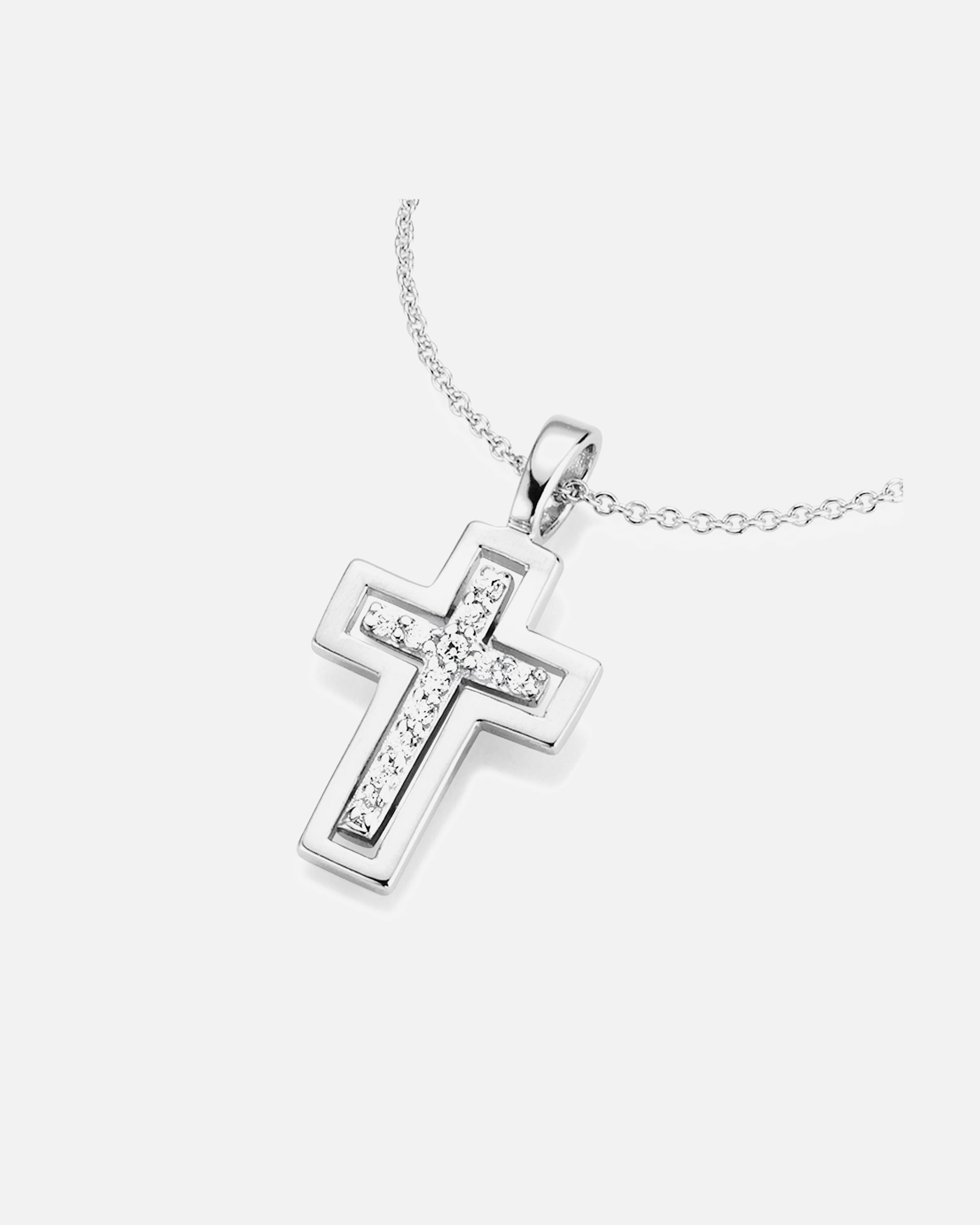Halskette für Weiblich Smart Jewel Kette Kreuz Behang und Zirkonia, Silber 925 45 cm