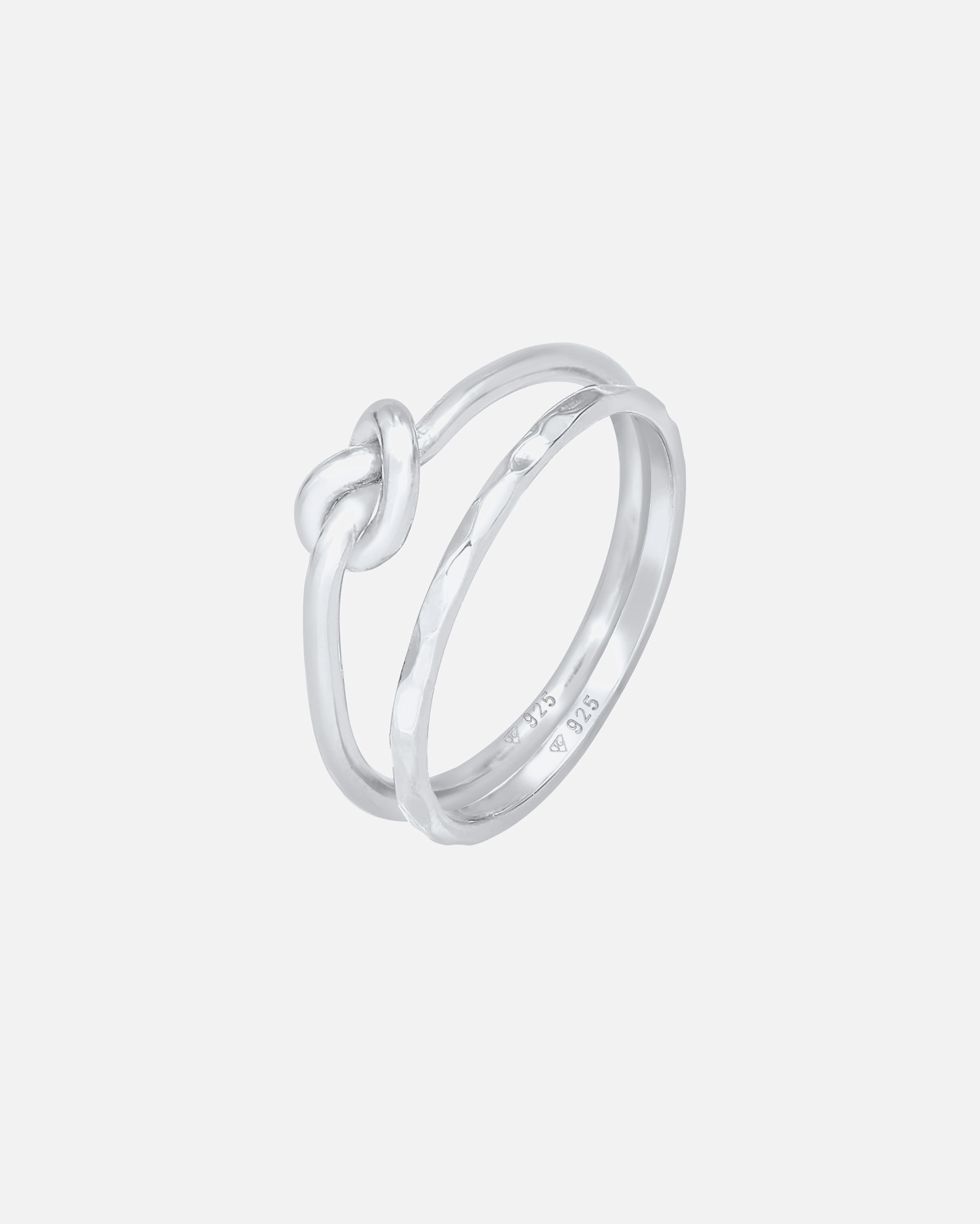 Ring für Weiblich Elli Knoten Verknotet Trend Basic 2er Set 925 Silber 54